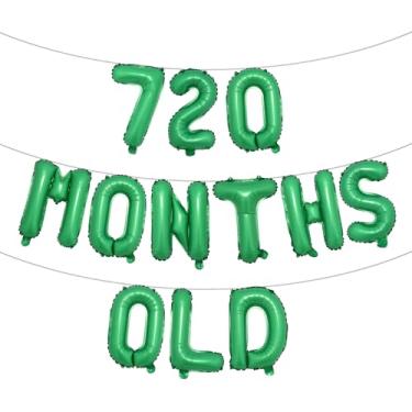 Imagem de Banner de balão multicolorido com glitter de 720 meses - Decorações engraçadas de 60 anos e festas de aniversário (720 meses de idade)