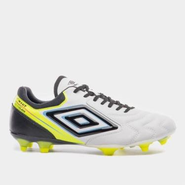 Imagem de Chuteira Campo Umbro Adamant Master Class Pro Unissex, Branco, Amarelo