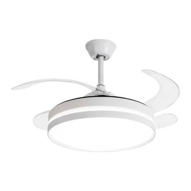 Imagem de Lustre Ventilador Teto Led Pás Retrátil Com Controle Remoto
