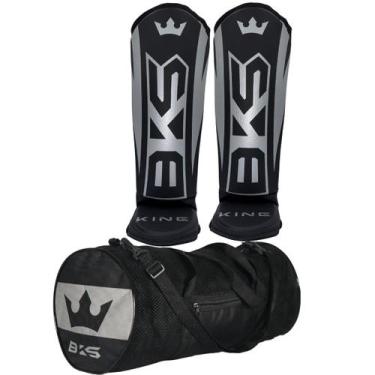 Imagem de Caneleira Muay Thai Kickboxing Protetor De Canela Bolsa - BKS, Prata, 