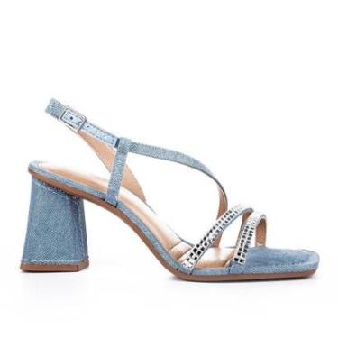 Imagem de Sandália Tanara de Salto Bloco Jeans T8725-Feminino