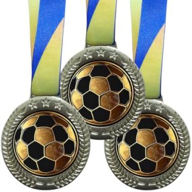 Imagem de Medalha Para Premiação De Futebol Campeão 60mm Com Cordão Honra ao mérito Kit 10 peças