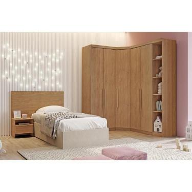 Imagem de Quarto Modulado (1 Closet + 2 Guarda Roupas + 1 Complemento + 1 Cabeceira) Qc210 Freijo Cumaru