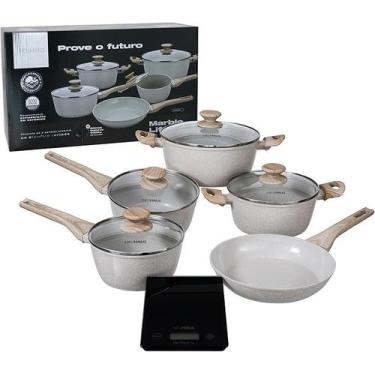 Imagem de Conjunto de panelas 5 peças com revestimento cerâmico balança digital 