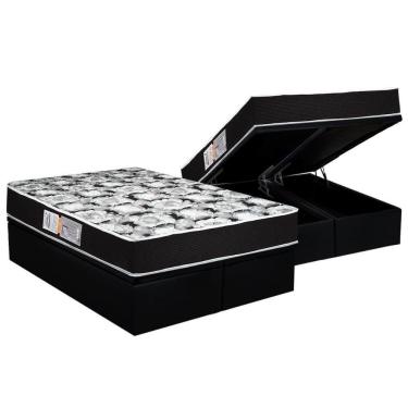 Imagem de Cama Box Baú Queen: Colchão Espuma D45 Luckspuma Gran Luck Pró Saúde Duplo + Base Black(158X198)