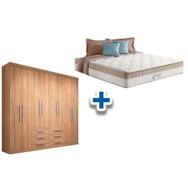 Imagem de Cama Box Casal + Colchão King Best + Guarda Roupa Master 8.6 Atacama