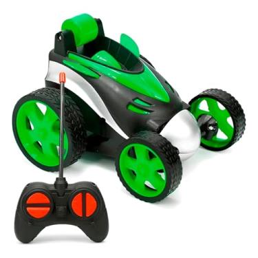 Imagem de Carrinho de Controle Remoto com Giros 360°, Verde e Preto, 12x12x10cm, Luzes LED, Escala 1:24, Alcance 15m, para Crianças +4 Anos