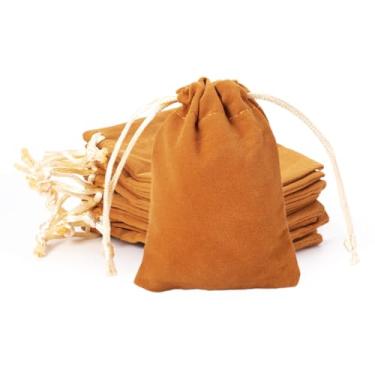 Imagem de 20 peças Goldenrod Drawstrings sacos de veludo 15 x 12 cm bolsas de joias de tecido de veludo, bolsas de armazenamento para presente de casamento, festa de Natal, embrulhos de lembrancinhas