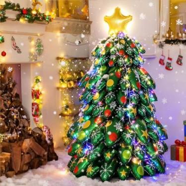 Imagem de Árvore de Natal inflável, balões autônomos de 101 cm, balões de folha de árvore de Natal internos e externos, adereço perfeito para fotos de decorações de festa de Natal