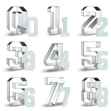 Imagem de Conjunto de cortadores de biscoito, 10 peças de cortadores de biscoito número de aço inoxidável, mini cortadores de biscoito, Fondante, cortadores de pasta de açúcar, bolo de fruta, vegetais, bolo de musse 1