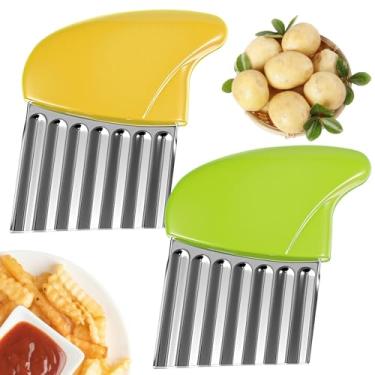 Imagem de Classicseali 2 peças de cortadores de fritura enrugados, cortador ondulado de aço inoxidável para vegetais, cortadores de batata frita waffle, cortadores de enrugamento para batata cenoura, vegetais