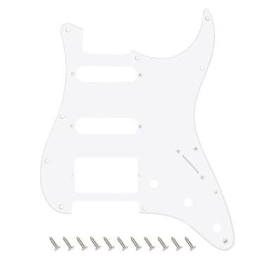 Imagem de Banworks 1 Ply Strat HSS Pickguard 11 furos para guitarra elétrica Pickguard SSH placa de risco para para-lama EUA/México estilo moderno padrão Stratocaster ST JT/HB-02 branco