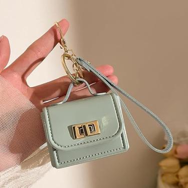 Imagem de Mini bolsa de mão para mulheres, bolsa pequena de poliuretano, porta-moedas, trava torcida com chave, bolsa para fone de ouvido, mini carteira organizadora de moedas, Cor 01