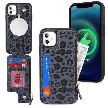 Imagem de Lipvina Capa para iPhone 11 Magsafe com suporte para cartão, capa de telefone tipo carteira para mulheres, capa de couro PU com zíper, fecho de pressão, linda bolsa de presente para iPhone 11 de 6,1