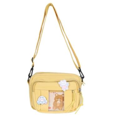 Imagem de Kawaii Bolsa de ombro pequena itabag moderna casual linda lona para mulheres, Amarelo