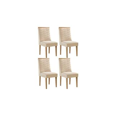 Imagem de Cadeira Sala De Jantar Maldivas Kit 4 Un Madeira Capuccino/suede Creme - Rufato