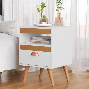 Imagem de Kit 02 Mesas De Cabeceira  Sal Branco E Ypê Sal