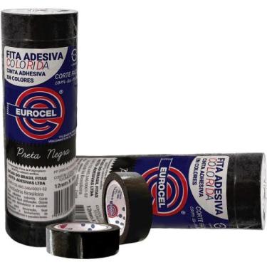 Imagem de Fita Adesiva PP 2000 12MM X 10M Preta - Pacote com 10 Unidades - Euroc