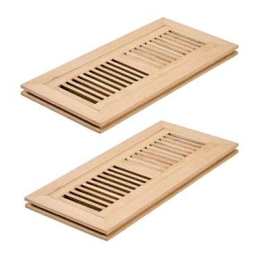 Imagem de Razo Pacote com 2 peças de registro de piso de madeira de carvalho vermelho, ventilação de montagem embutida com amortecedor, 10 x 30 cm (abertura do duto), espessura de 3/4 polegadas, inacabado
