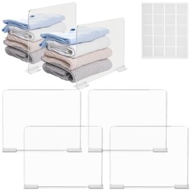 Imagem de Divisórias de prateleira de acrílico, 22 x 28 cm com clipes autoadesivos, economia de espaço, fácil instalação para entusiastas da organização doméstica, moletons, bolsas no quarto e na cozinha