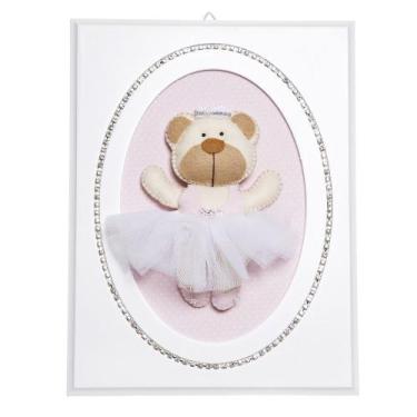 Imagem de Quadrinho Balé Strass Ursa Bailarina Quarto Bebê Infantil - Potinho de