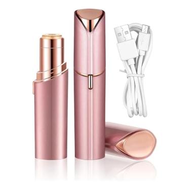Imagem de Batom Depilador Elétrico Recarregável Facial USB – Removedor De Pelos Portátil Para Rosto Buço E Sobrancelhas (Rosa)