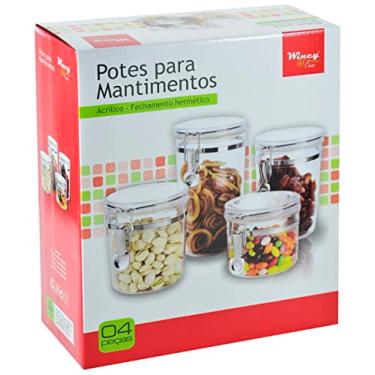 Imagem de Conjunto 4 Potes Herméticos com Travas Acrílico 9/11/15/18cm - Wincy (CLA15017)
