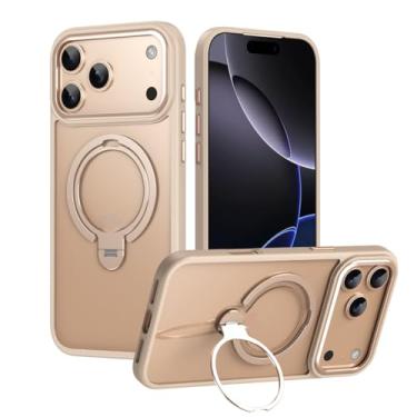 Imagem de SFDSUH Capa com suporte giratório de anel duplo fosco para iPhone 16e (para iPhone 16e/Dourado Café)