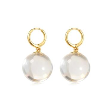 Imagem de Brincos de bolha de vidro para mulheres, brincos esféricos iridescentes de resina arco-íris, joia de chiclete, Large, Zinco, Sem pedra preciosa