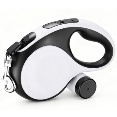 Imagem de Segarty Coleira de 360° sem emaranhamento com suporte removível para bolsa de cocô, guia retrátil para cães médios de até 29,9 kg, coleira de caminhada para animais de estimação ao ar livre com alça