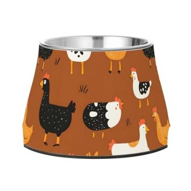 Imagem de SEHANY Tigelas fofas para cães de pato antiderrapante de aço inoxidável com fundo de borracha que evita a queda, 2,3 tigelas quadriculadas para comida e água para cães e gatos