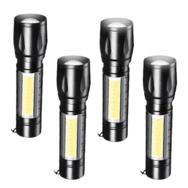 Imagem de Kit Mini Lanterna Tática Com Led E Zoom Recarregável Usb(4 Peças)