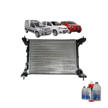 Imagem de Kit Radiador Novo Uno/Pálio Evo 10> Mobi 16> com Ar e Aditivo Radiador Radiex Rosa