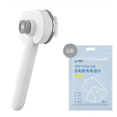 Imagem de Pente Auto-Limpante de Air Cushion para Pets Modelo Padrão Escova Universal Gato e Cachorro Design Auto-Limpeza com Um Clique Confortável Ângulo 15 Agulhas Finas Aço Inoxidável Elástico Dentes Densos