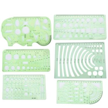 Imagem de Modelo de desenho de arquitetura multifuncional Réguas DIY Pintura Kit de régua oca Ferramentas profissionais de desenho de plástico para arquitetos, engenheiros, estudantes e ((Nº 4) Conjunto de 6 peças)