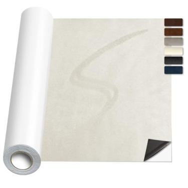 Imagem de Patch de reparo de camurça, tecido grande de couro de camurça sintética, adesivos de tecido autoadesivo para móveis, sofá, interior de carro, sapatos, bolsa de mão, caixas de joias (bege, 20 x 200 cm)