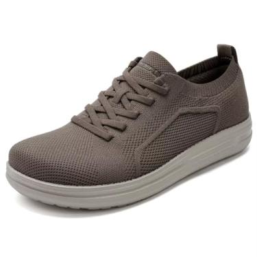 Imagem de 1TAZERO Sapatos masculinos largos para caminhada com biqueira – Sapatos ortopédicos descalços de largura extra larga para homens, sapatos casuais com suporte de arco, Marrom cáqui, 11 Wide