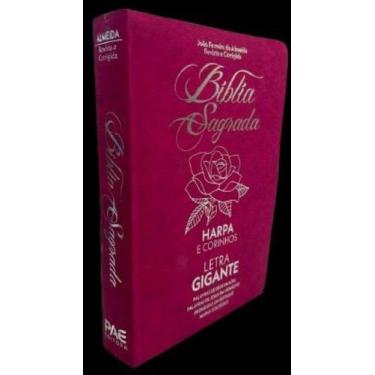 Imagem de Bíblia Sagrada Evangélica Rosa - Harpa E Corinhos - Full Collor - PAE 