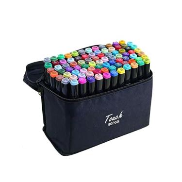 Imagem de Caneta Marcadora Permanente 24/36/48/60/80/100/120/168 Cores Ponta Dupla Kit Canetinhas Conjunto de Canetas Coloridas (80 cores)