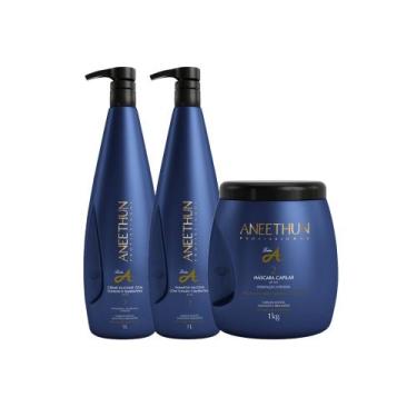 Imagem de Kit aneethun linha a shampoo, mascara, creme silicone 1kg