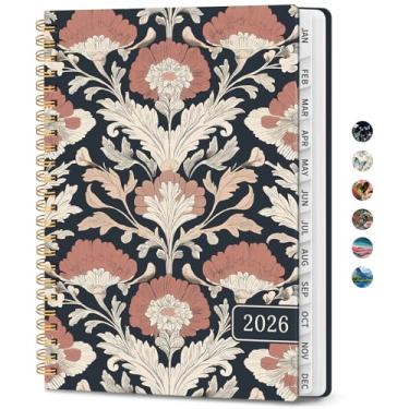 Imagem de Agenda 2026, agenda semanal e mensal para mulheres, janeiro de 2026 a dezembro de 2026, agenda bonita de capa dura 2026 com abas, bolso interno, encadernação espiral, material escolar perfeito para