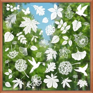 Imagem de decalmile Folhas de primavera verão dupla face adesivos de janela folha branca beija-flor dente-de-leão anticolisão portas de vidro adesivos adesivos de janela decalques