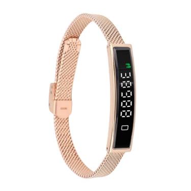 Imagem de SUNGOOYUE Pulseira Inteligente, Pulseira de Saúde Rastreador de Fitness Com Aplicativo de Controle de Câmera Remota 5.3 para Telefones Rastreamento de Natação à Prova D'água (Ouro)