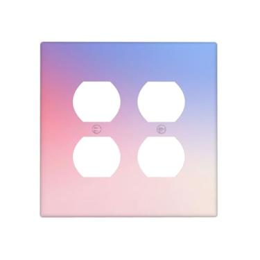 Imagem de WUYOCHA Capas de tomada decorativas, rosa, roxo e azul, gradiente, placa de cobertura para interruptor de luz dupla dupla para tomadas elétricas, capas de placa de interruptor para quarto, cozinha