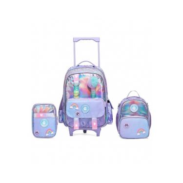 Imagem de Kit Mochila Escolar Infantil Divertida Estojo + Lancheira-Feminino