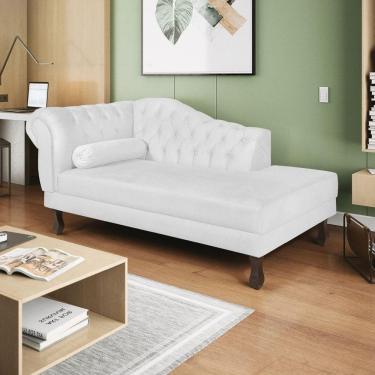 Imagem de Diva Recamier Diana 160cm Lado Direito Suede - Doce Sonho Móveis Branco