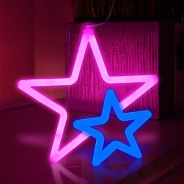 Imagem de BRIGHTDECK Sinais de néon estrela, sinal de néon de coração rosa operado por bateria ou luzes de decoração alimentadas por USB, decoração de parede LED para , casamento, festa, decoração de casa