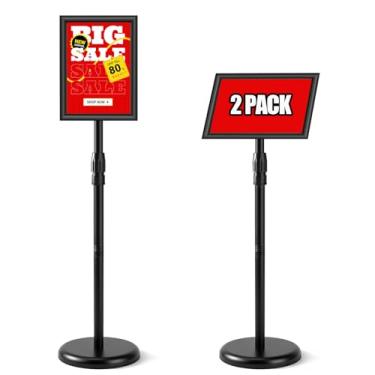 Imagem de USCNC Suporte de letreiro 21,6 x 28 cm - Suporte ajustável para placa de chão - Moldura aberta de encaixe, rotação de 360° para shoppings, escolas, restaurantes (preto 2 unidades)