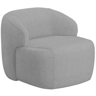 Imagem de Poltrona Decorativa Fixa Orgânica Para Sala Living Barolo L06 Linho Cinza - Lyam Decor