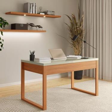 Imagem de Escrivaninha Mesa Escritório 100% Mdf Industrial Freijó/Off White